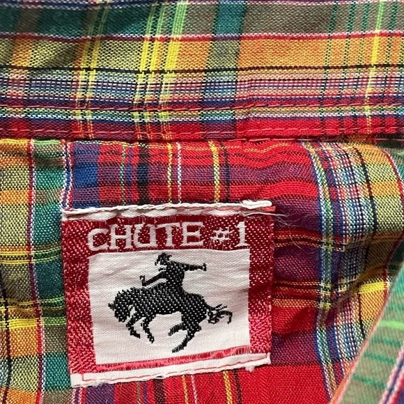 Vintage 80s Chute Plaid Western Pearl Snap Button Down Shirt - Picture 6 of 6